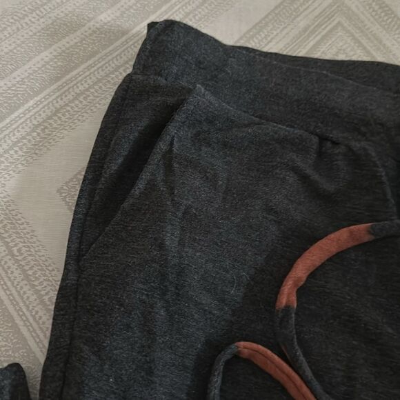 Six Fifty Dark Grey Sweatpants with Leopard Drawstring Tie - Size S - Picture 5 of 8